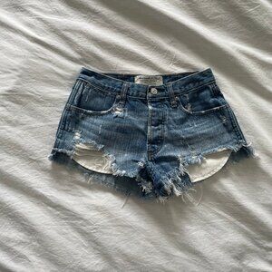 Abercrombie and Fitch Distressed Blue Denium Shorts
